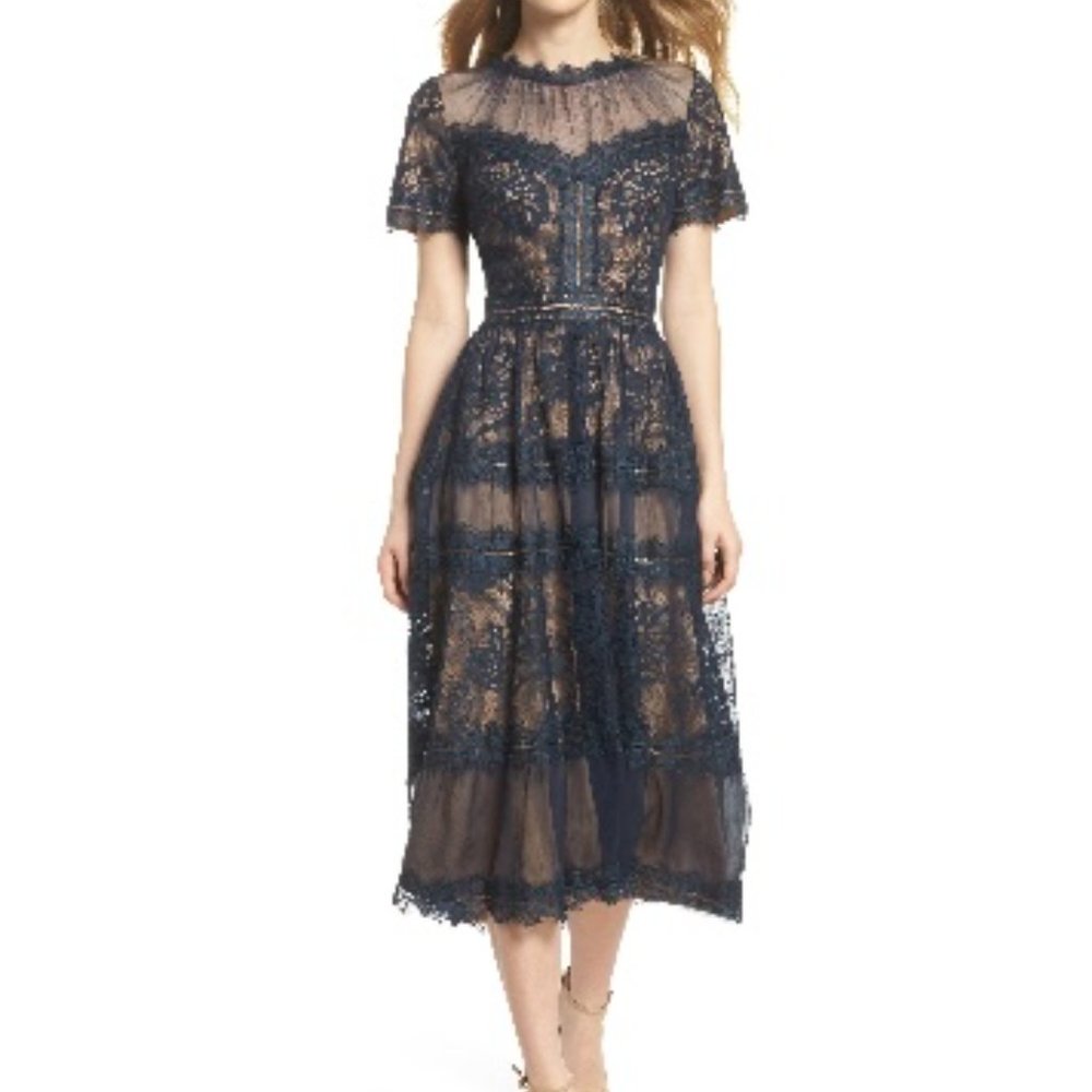 Tadashi Shoji Lace Tea-Length Dress